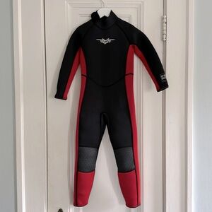 SeaSkin Children’s Full Length 3mm Wetsuit Black with Red Trim - Size 6